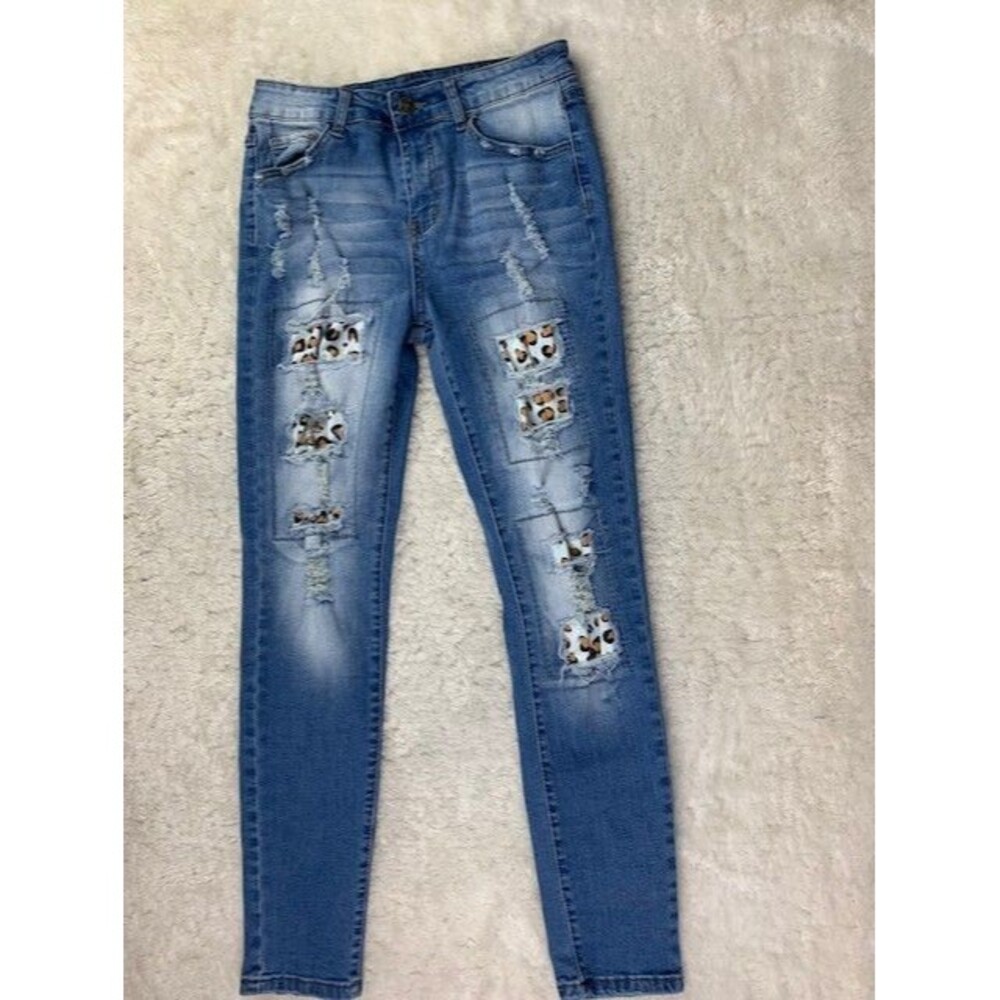 Jeans brand Size Small Womens Jeans Animal Print Stretch Mid Rise Distressed